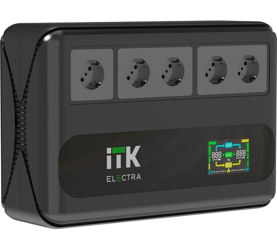 Изображение товара Источник бесперебойного питания ITK ELECTRA LT5 1кВА/0,6кВт LCD с АКБ 1x9AH ELT5-1000VA-1-001