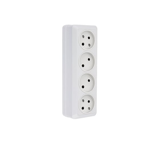 Изображение товара Розетка EKF Рим 4-местная, 10А, без заземления, белая ENR10-302-10