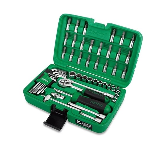 Изображение товара Набор головок и ключей TOPTUL 51 предмет, 1/4", 6 граней GCAI5102