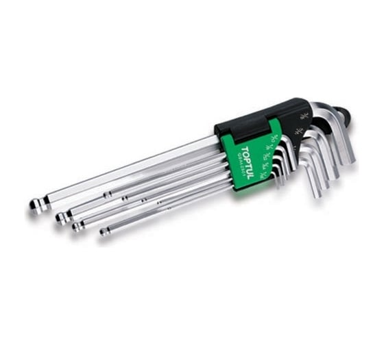 Изображение товара Набор ключей шестигранных TOPTUL 1/16-3/8, 9шт, длинных, с шариком GBAL0901