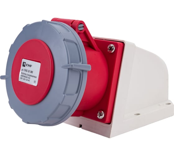 Изображение товара Стационарная розетка EKF наружная, 1242, 3Р+РЕ, 32А, 380В, IP67, PROxima ps-1242-32-380