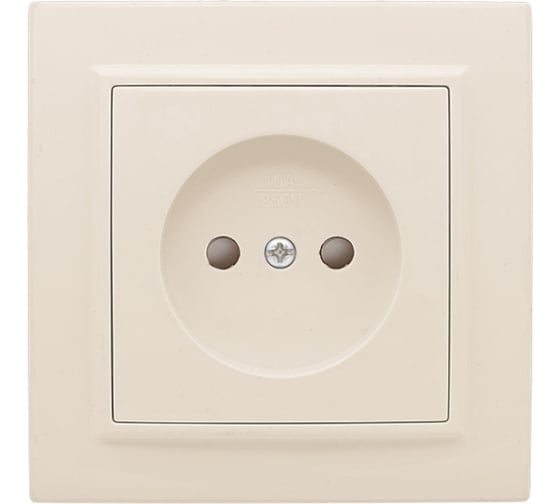 Изображение товара 1-местная розетка EKF Минск СП без заземления, 10 А, с защитными шторками, бежевый ERR10-022-200