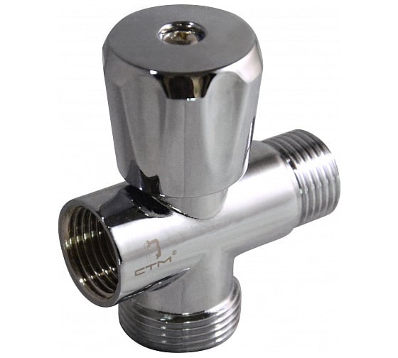 Изображение товара Трехпроходной вентиль СТМ 1/2х1/2х3/4", ш/ш/г, маховик, хром CV301234