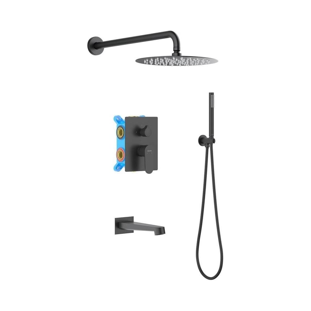Изображение товара Душевой комплект Aquatek ОБЕРОН Set 4 в 1 матовый черный AQ1273MB