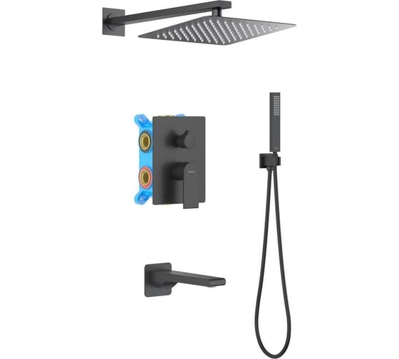 Изображение товара Душевой комплект Aquatek ЛИРА Set 4 в 1, матовый черный AQ1473MB 00000135253