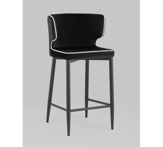 Изображение товара Стул полубарный Стул Груп Матео с кантом, велюр, черный, сидение MC110C HLR-66/HLR-13 edge