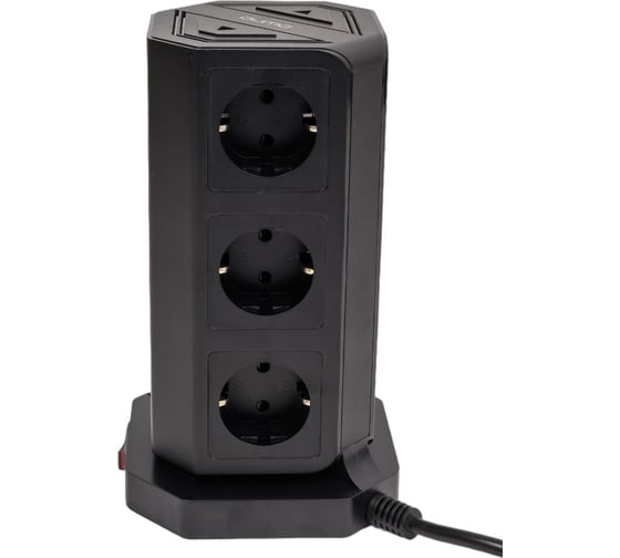 Изображение товара Сетевой фильтр QUMO Power Tower PRO PD 8SP4U P-0004, 9 розеток, 2500 Вт, 10A, кабель 2м 3*1 мм чистая медь, пожаробезопасный пластик, евровилка, 4 USB порта 3,1A + USB-C 18W 42086