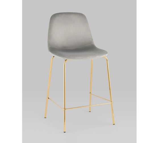 Изображение товара Стул полубарный Стул Груп Валенсия SN велюр серый золотые ножки OS-001CB HLR-18 gl