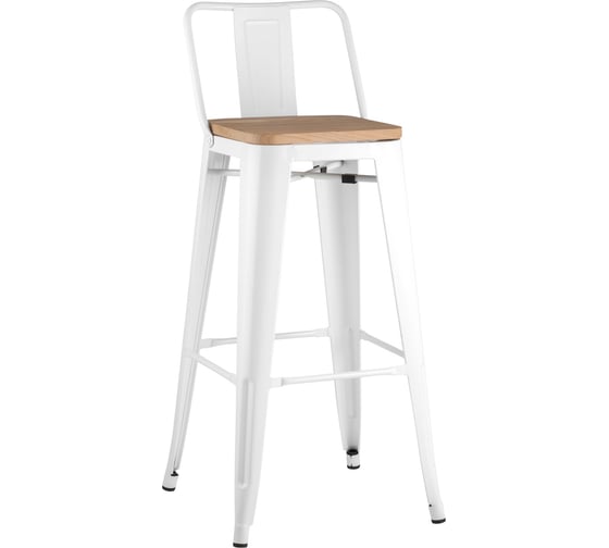 Изображение товара Стул барный Стул Груп TOLIX со спинкой белый глянцевый + светлое дерево YD-H765E-W LG-02
