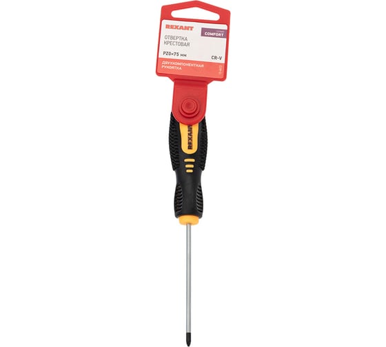 Изображение товара Крестовая отвертка REXANT PZ 0х75 мм, двухкомпонентная рукоятка 12-6413