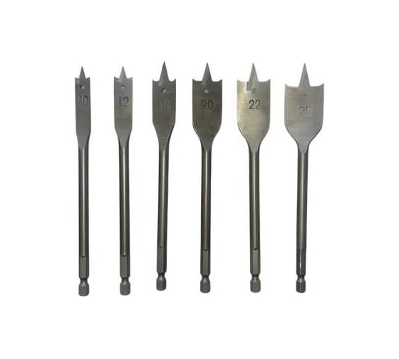 Изображение товара Набор сверл перовых по дереву 10.0-25.0 мм, 6 шт, хв-к 1/4'' ИНСТУЛС 00001845902