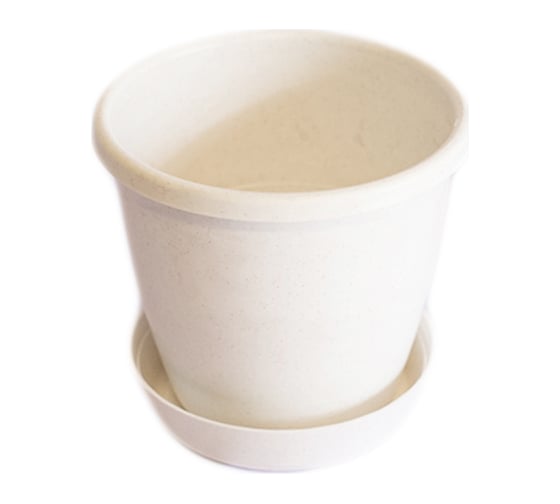 Изображение товара Горшок цветочный ООО "КАМЕНСКХИМВОЛОКНО" 1,3л белый мрамор с поддонником 36832