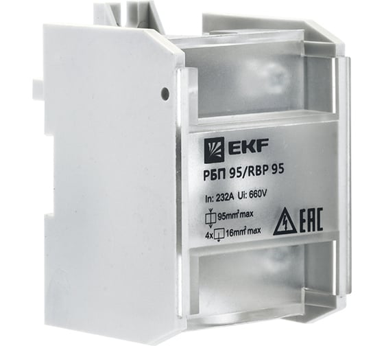 Изображение товара Распределительный блок EKF проходной, РБП 95, 1х95-4х16 мм2, 232/100А, PROxima RBP-95-100