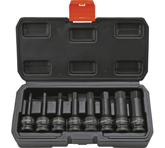 Изображение товара Набор головок ударных 1/2" HEX L 78 мм, H6-H19, 8 шт. AV Steel AV-724408