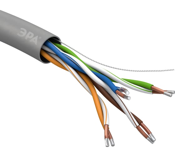 Изображение товара Кабель витая пара ЭРА U/UTP, 4x2x24AWG, Cat5e, CCA, PVC, 50м, SIMPLE, 12/3 Б0044438