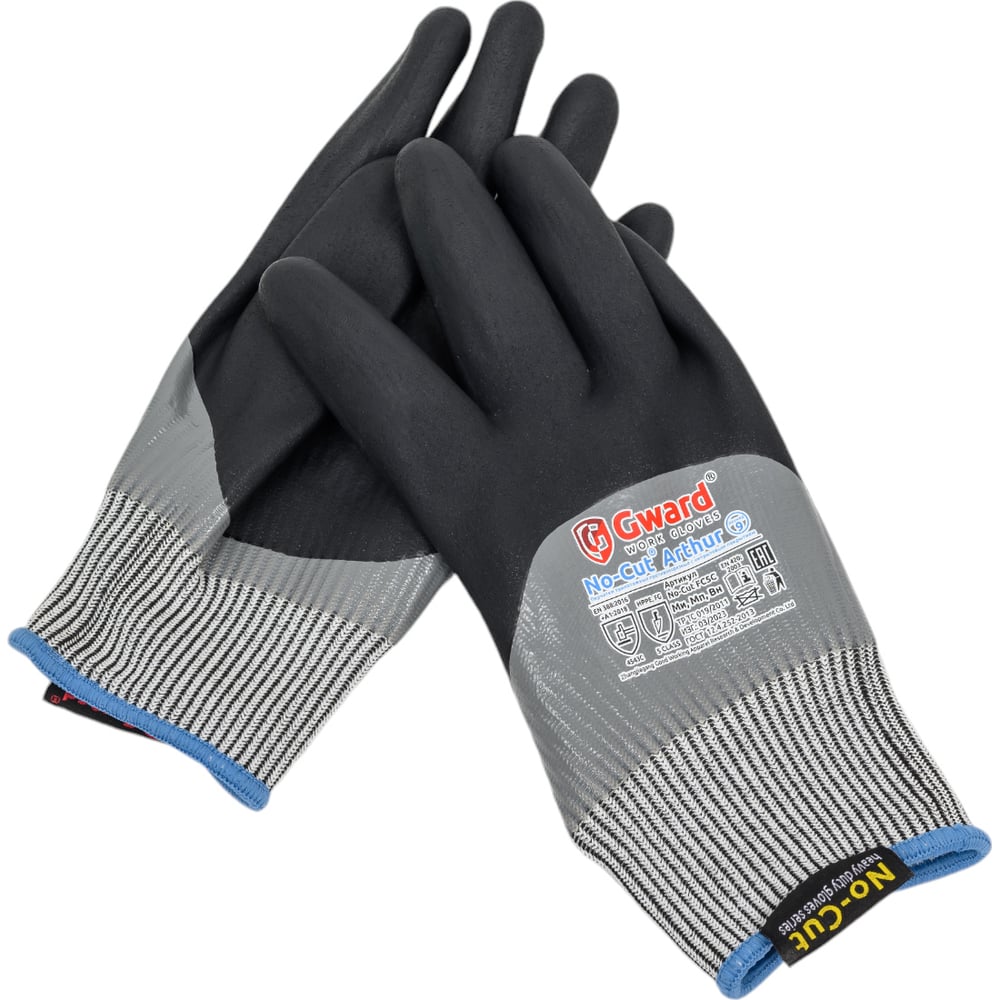 Изображение товара Антипорезные перчатки GWARD No-Cut Arthur с нитриловым покрытием размер L