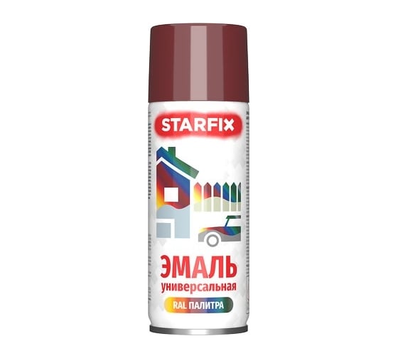 Изображение товара Краска-эмаль аэрозольная универсальная STARFIX вишневый, 520 мл (3004) SM-97032-1