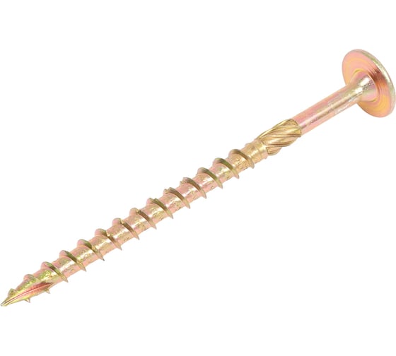 Изображение товара Саморез конструкционный универсальный Стройметиз 8,0x120, желтый, пресс-шайба,TX40, этикетка 00000026385 216112021