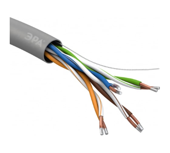Изображение товара Кабель витая пара ЭРА U/UTP 4x2x24AWG Cat5e CCA PVC 100 м SIMPLE 6/1 Б0044439