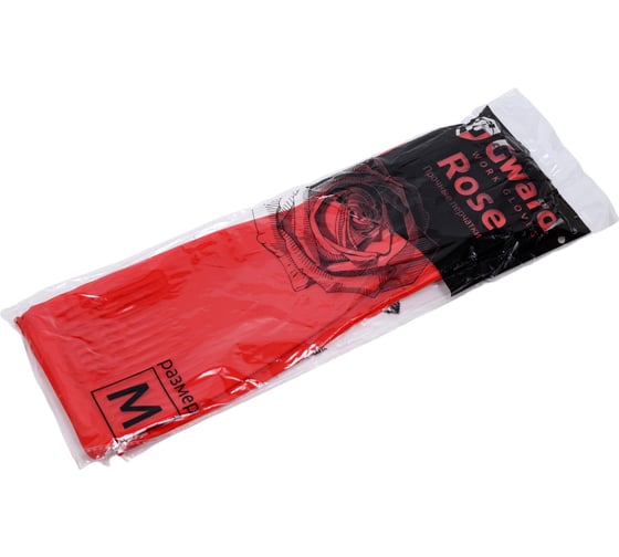 Изображение товара Перчатки латексные, удлиненные, хозяйственные GWARD ROSE р. M 1 пара в упаковке арт. G100 G100/M1