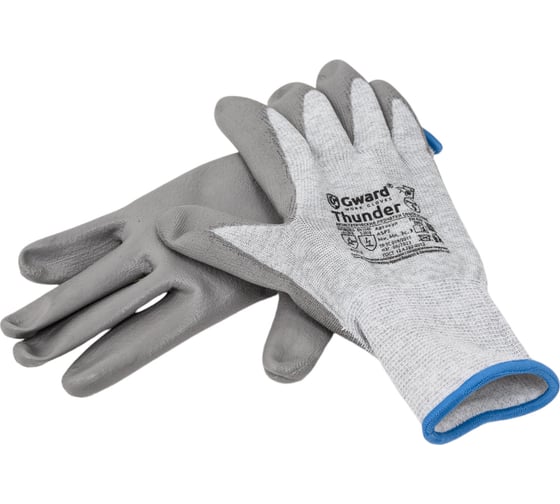 Изображение товара Перчатки антистатические нейлоновые GWARD Thunder серого цвета с полиуретановым покрытием р.L 1 пара в упаковке арт.ASP2 ASP2/L1