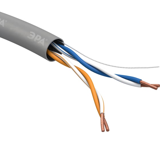 Изображение товара Кабель витая пара ЭРА U/UTP 2x2x24AWG Cat5e, CCA, PVC, 305м, SIMPLE 2/30 Б0044433