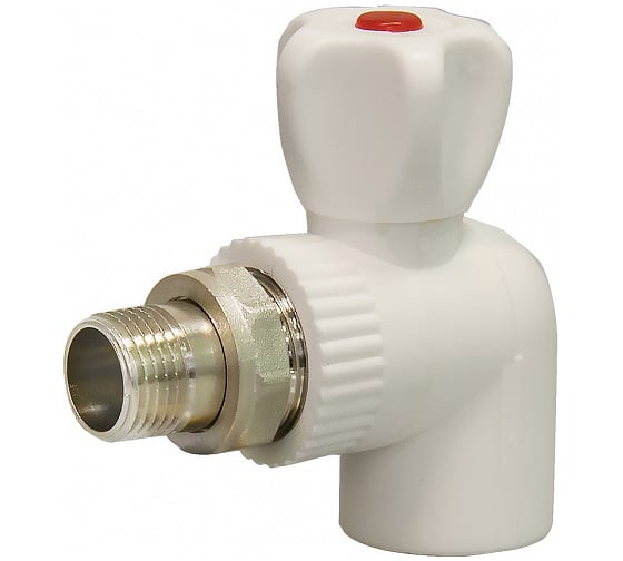 Изображение товара Шаровой угловой кран для радиатора СТМ PP-R DN ПЛАСТ 20х1/2" CPRL2012
