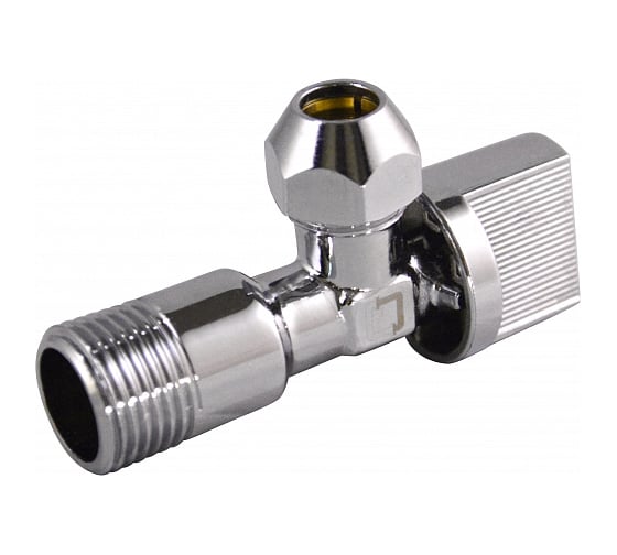 Изображение товара Шаровой угловой кран для воды СТМ 1/2"х3/8", ш/ш, с цангой и отражателем бабочка, хром CACR1238