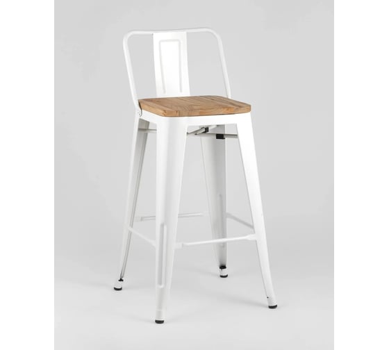Изображение товара Полубарный стул Стул Груп TOLIX со спинкой, белый + светлое дерево YD-H675E-W YG-14