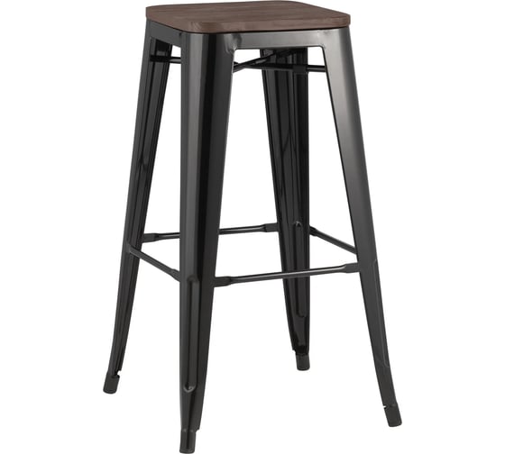 Изображение товара Барный стул Стул Груп TOLIX черный глянцевый + темное дерево YD-H765-W LG-01