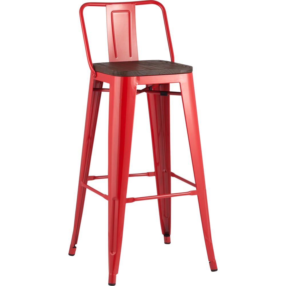 Изображение товара Барный стул ТОЛИКС со спинкой, красный глянец, темное дерево YD-H765E-W LG-03