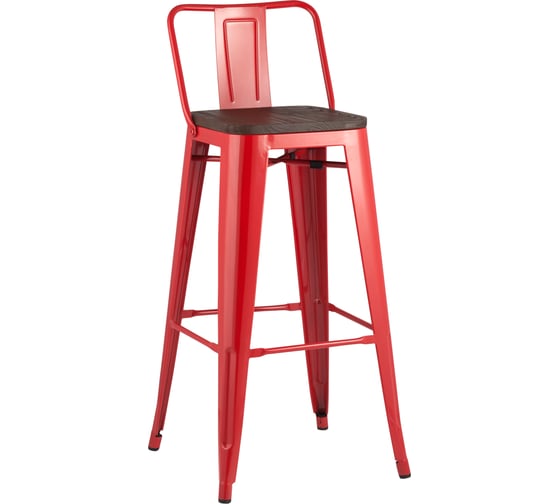 Изображение товара Барный стул Стул Груп TOLIX со спинкой, красный глянцевый + темное дерево YD-H765E-W LG-03