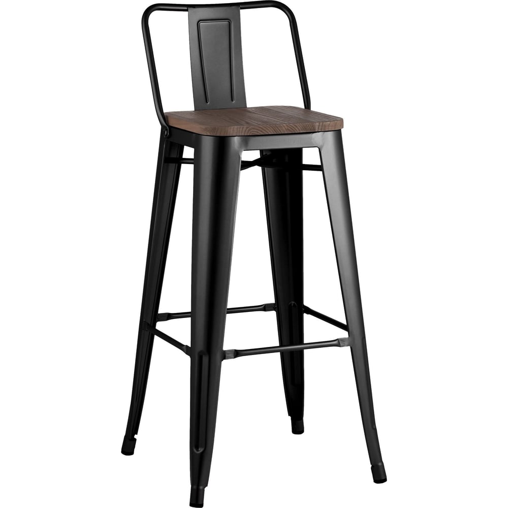 Изображение товара Барный стул TOLIX со спинкой черный глянцевый и темное дерево модель YD-H765E-W LG-01