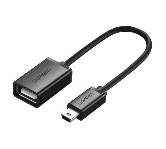 Изображение товара Кабель Ugreen Mini USB 5Pin Male To USB 2.0 A Female OTG Cable, длина 10 см, цвет черный 10383