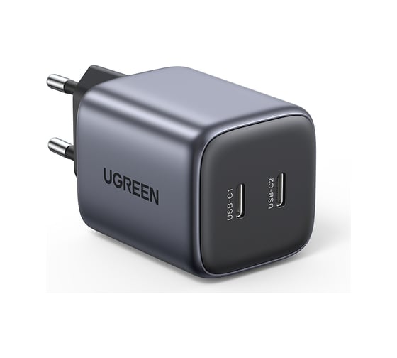 Изображение товара Сетевое зарядное устройство Ugreen Nexode Mini USB-C+USB-C 45W PD GaN Fast Charger EU, цвет серый 90573