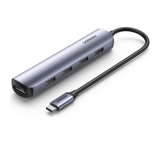 Изображение товара Хаб Ugreen CM417 USB-C 3.0x4 + HDMI, цвет серый 20197