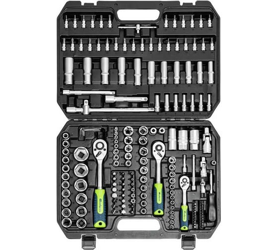 Изображение товара Набор инструментов СИБРТЕХ 1/2", 3/8", 1/4", пластиковый кейс 172 предм. 14171