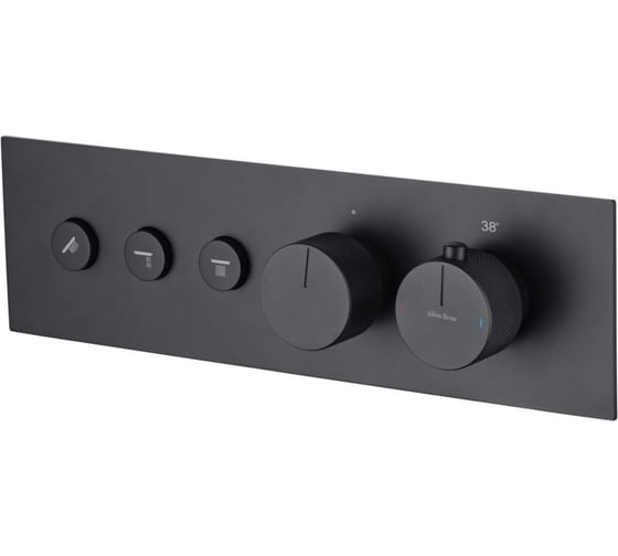 Изображение товара Встраиваемый смеситель ALLEN BRAU 5.33003-31 LIBERTY X3 3 выхода (Push key), термостат, скрытая часть, черный матовый (296318) 00296318