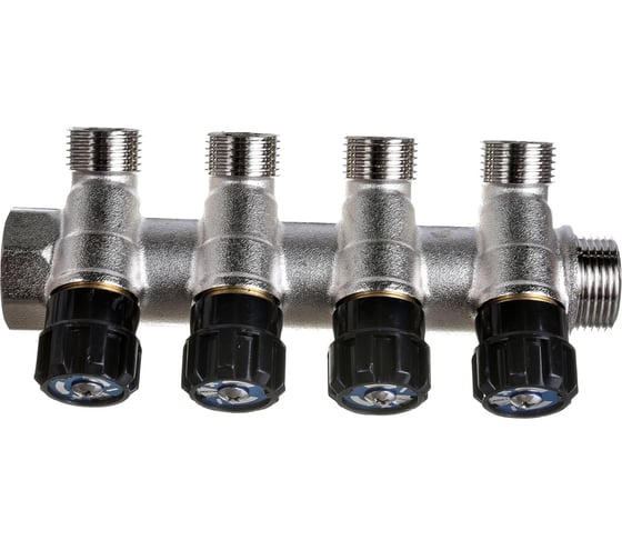 Изображение товара Коллектор СТМ 4 выхода, вентиль, наружная резьба, 3/4х1/2 C4MV3412N