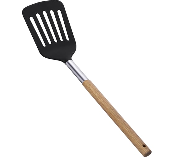 Изображение товара Лопатка кулинарная с прорезями 33.8x8.8 см (нейлон нерж. сталь акация) Linea ACACIA Regent inox 93-TO-AC-04