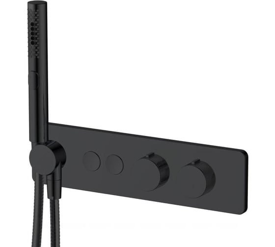 Изображение товара Встраиваемый смеситель ALLEN BRAU 5.33010-31 LIBERTY вывод на ручной душ+дополнительный вывод, Push key, термостат, скрытая часть,черн (314349) 00314349