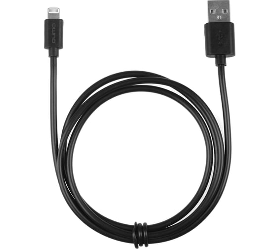 Изображение товара Кабель QUMO light series, USB-Apple 8 pin, 1м, 5В, 2A, оплетка PVC, коннектор PVC, черный 33814