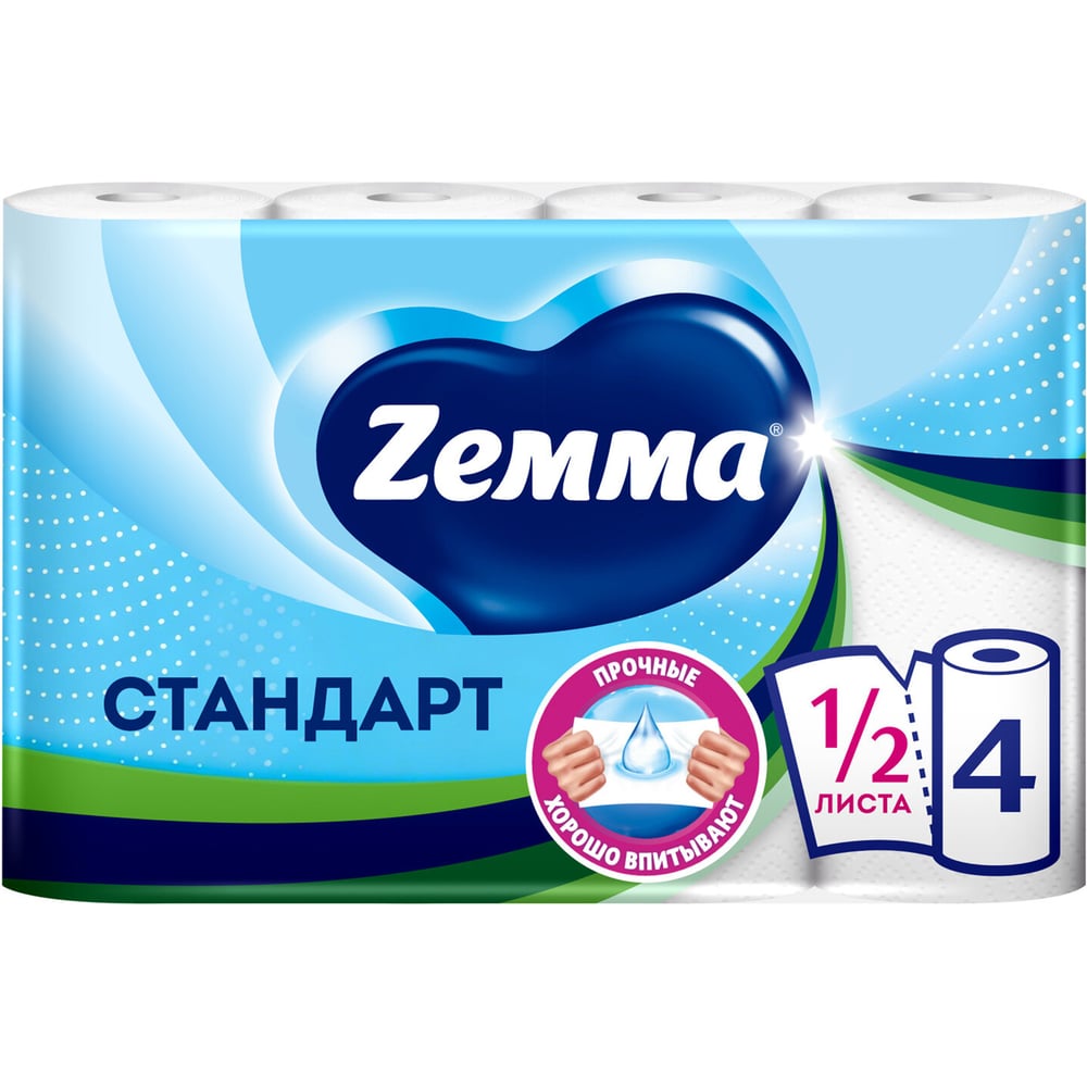 Изображение товара Полотенце бумажное ZEMMA/ 2-х слойное, спайка 4шт.х15м, белое, 1440991, ш/к 57356 ZEWA 126254