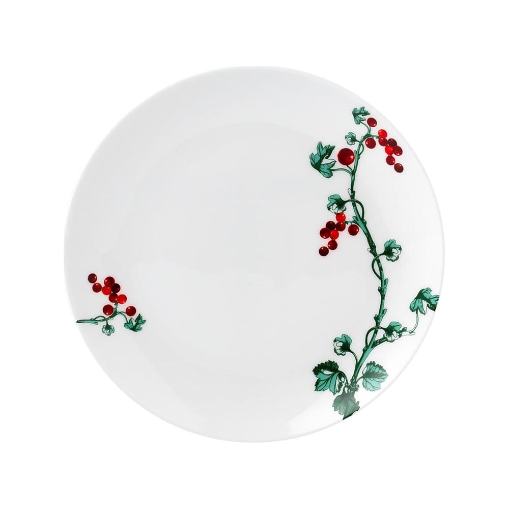 Изображение товара Десертная тарелка Zapel Berry JMW002B из костяного фарфора 206 мм дизайн ягоды