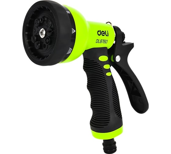 Изображение товара Пистолет-распылитель DELI поливочный (9 режимов распыления, пластиковый корпус, фиксатор курка, прорезиненная рукоять) DL8760 133670