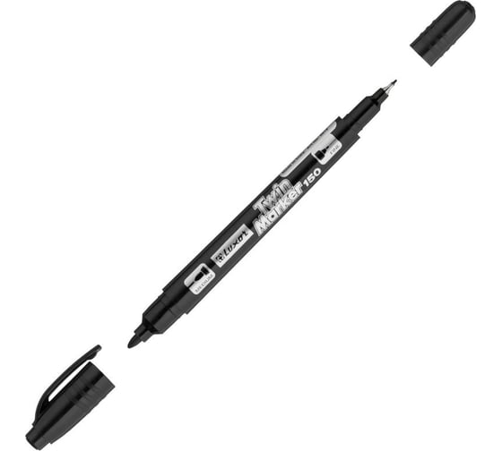 Изображение товара Маркер перманентный Luxor двухсторонний 150 черный, пулевидный, 0,7/1 мм 3011