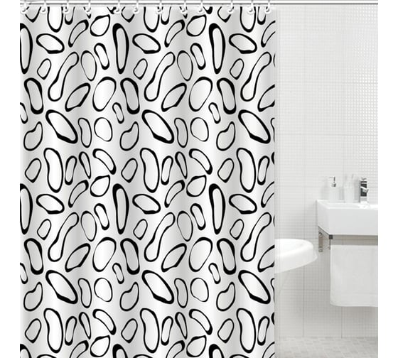 Изображение товара Штора для ванной комнаты Gota Rocio Black and White 180х180 1/25 16201