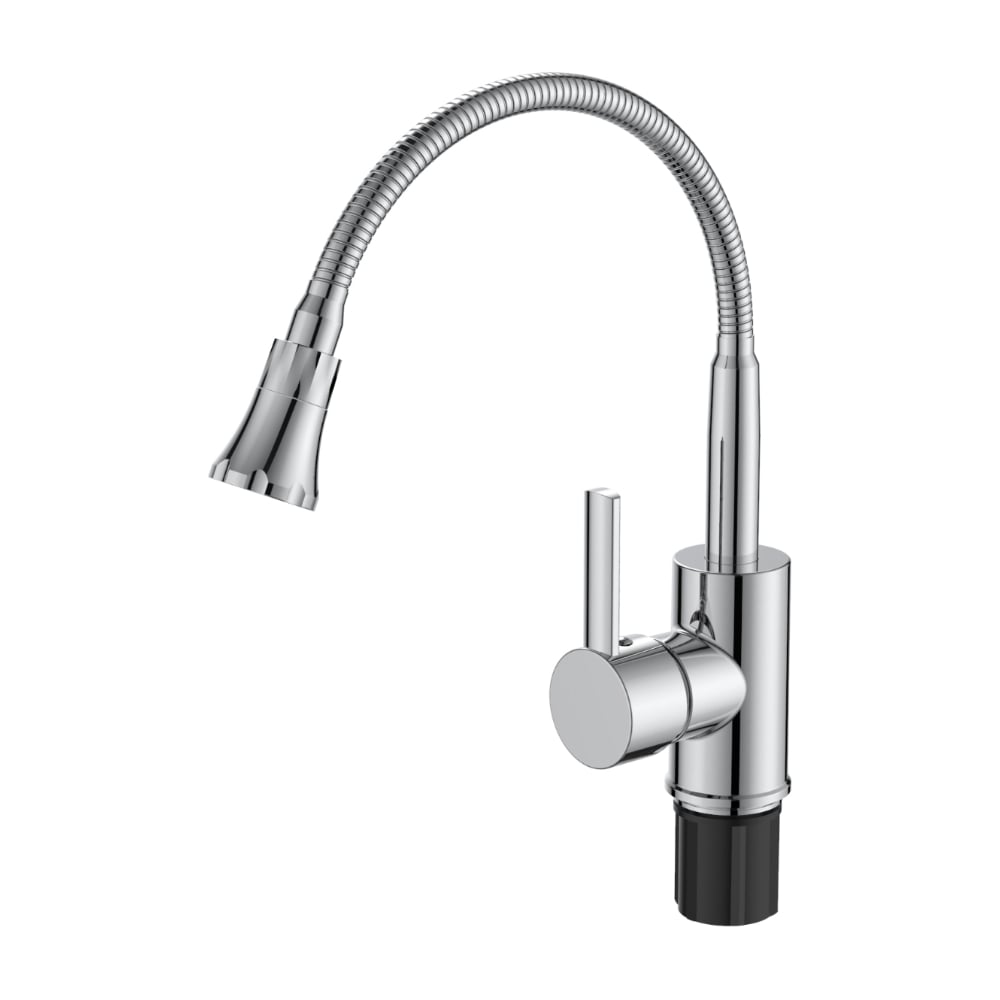 Изображение товара Смеситель для кухни VODA с гибким изливом однорычажный KF519 хром