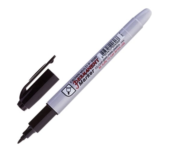 Изображение товара Маркер перманентный Crown "Multi Marker Super Slim" черный, пулевидный, 1мм, 12 шт. P-505F
