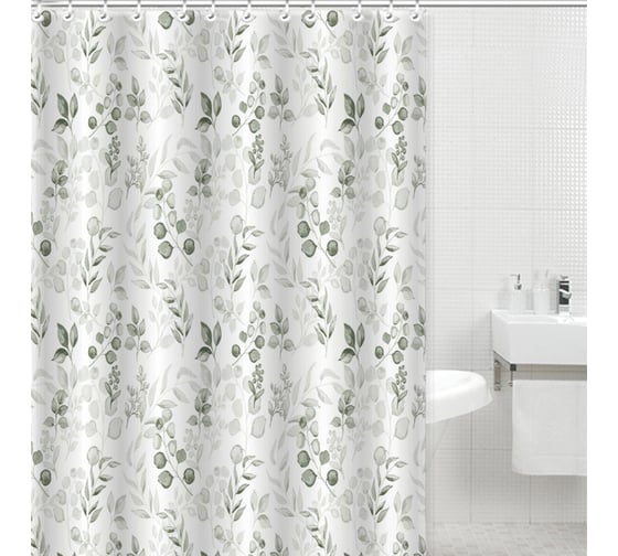 Изображение товара Штора для ванной комнаты Gota Rocio Green Plant 180_180 1/25 16200 00016200